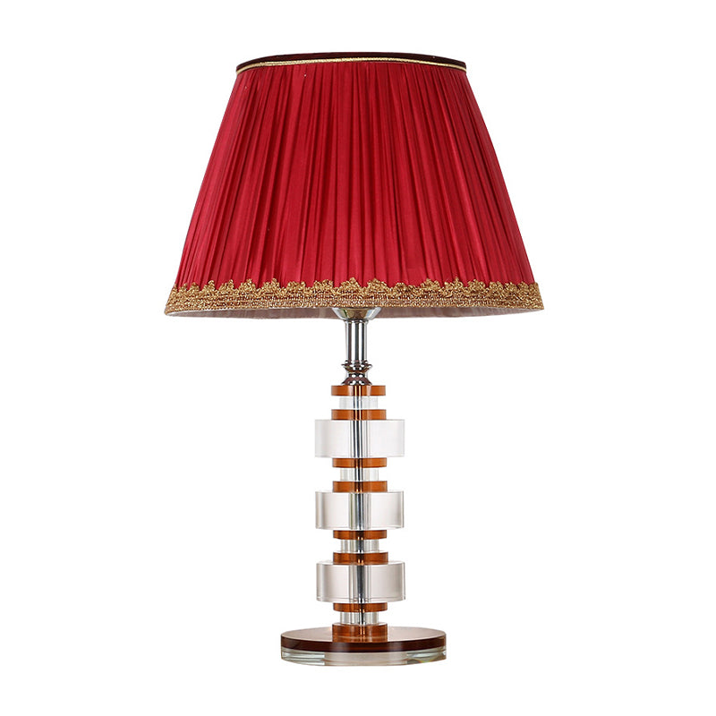 Modern Red Table Lamp With Clear Crystal Accent - Perfect For Your Living Room Nightstand