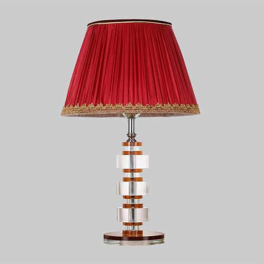 Modern Red Table Lamp With Clear Crystal Accent - Perfect For Your Living Room Nightstand