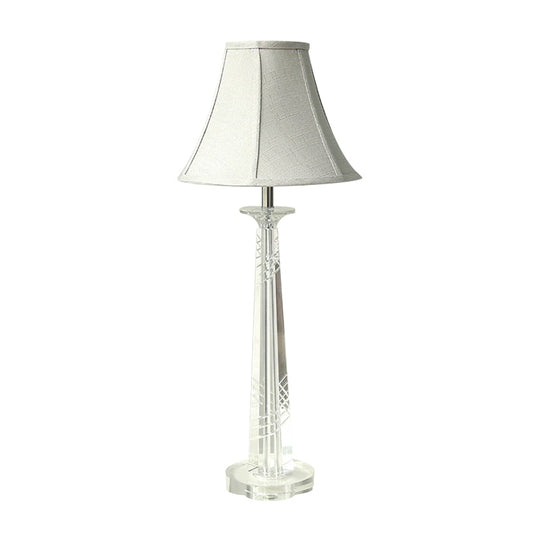 Contemporary Cream Gray Bell Nightstand Light With K9 Crystal Shade - Perfect For Bedroom