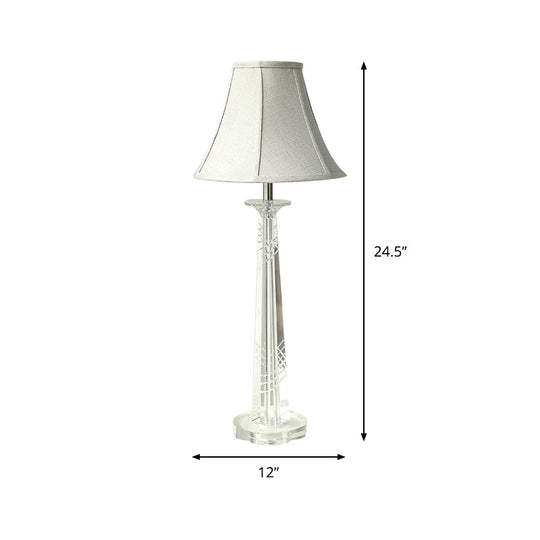 Contemporary Cream Gray Bell Nightstand Light With K9 Crystal Shade - Perfect For Bedroom