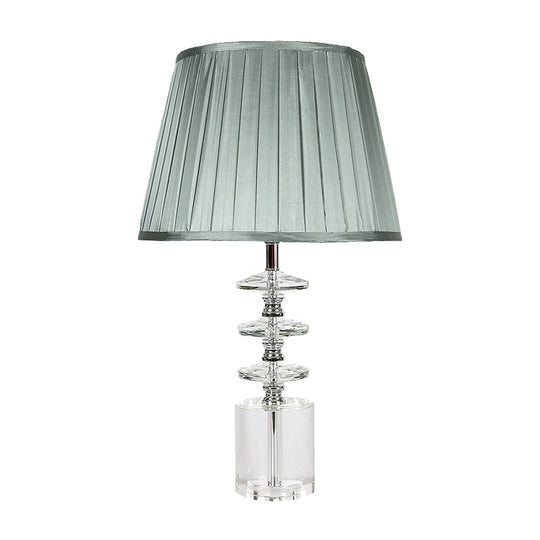 Modern Clear Crystal 1-Head Night Table Lamp With Empire Shade - Grey