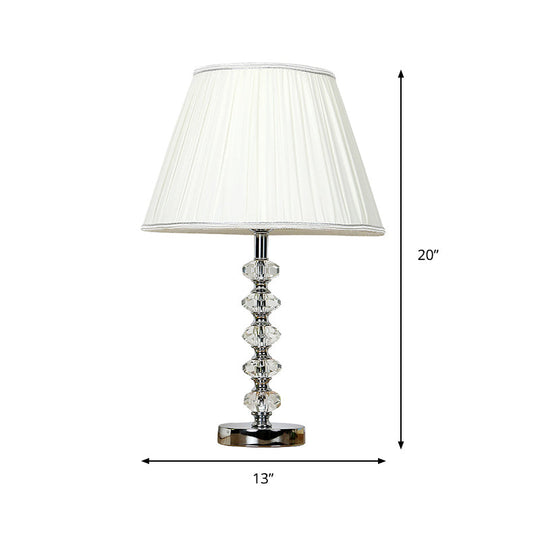 Prismatic Crystal 1-Light Nightstand Lamp In White For Conical Bedroom Night Table