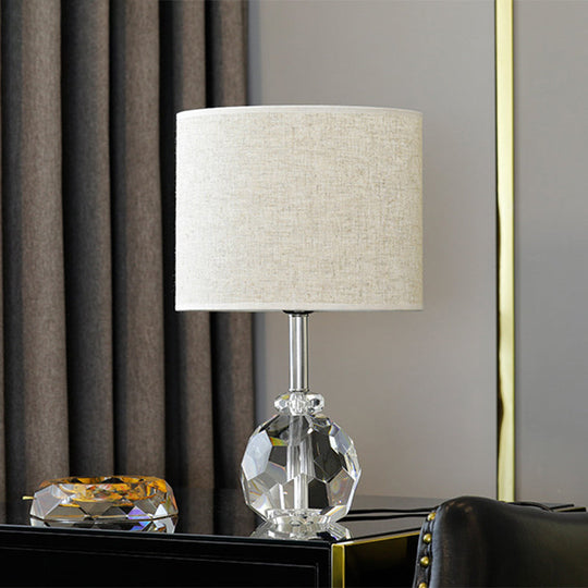 Simple Grey Nightstand Lamp With Prismatic Optical Crystal - Ideal For Living Rooms!