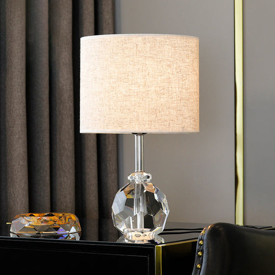 Simple Grey Nightstand Lamp With Prismatic Optical Crystal - Ideal For Living Rooms!