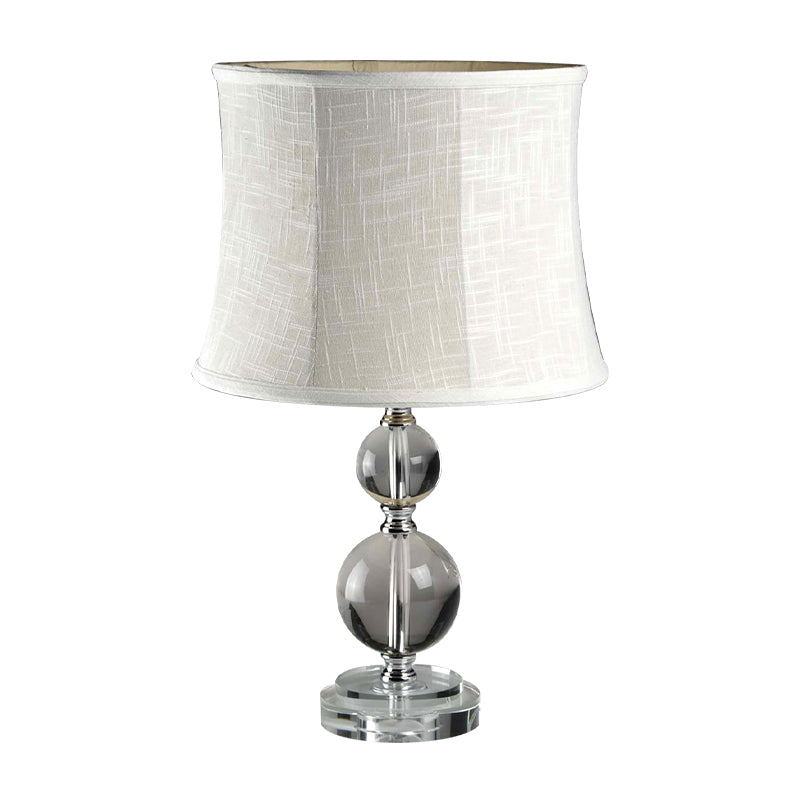 Grey Night Lamp With Crystal Ball Design And Fabric Drum Shade - Simplicity Lighting