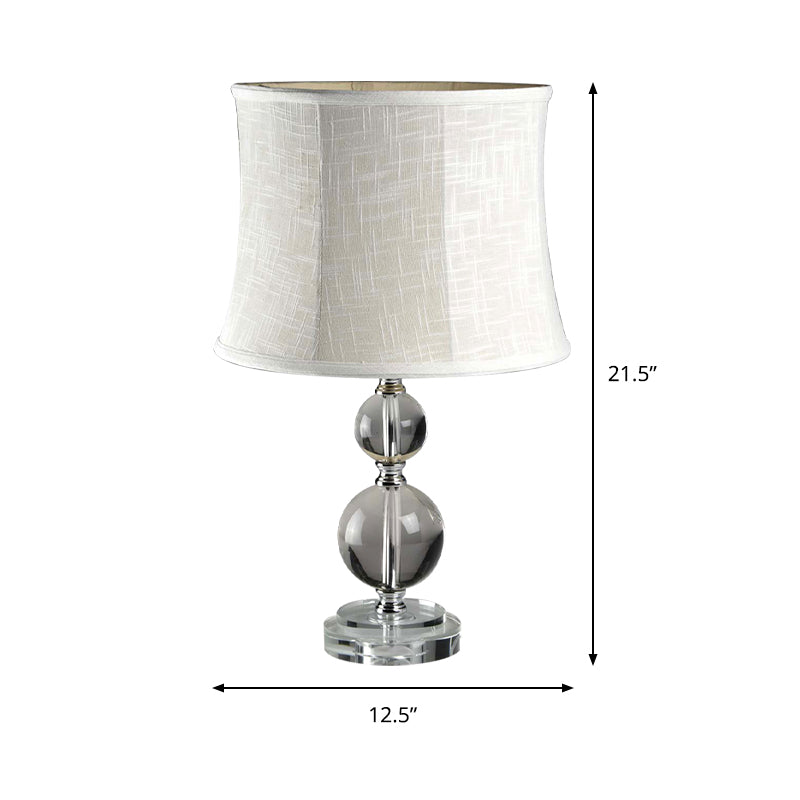 Grey Night Lamp With Crystal Ball Design And Fabric Drum Shade - Simplicity Lighting