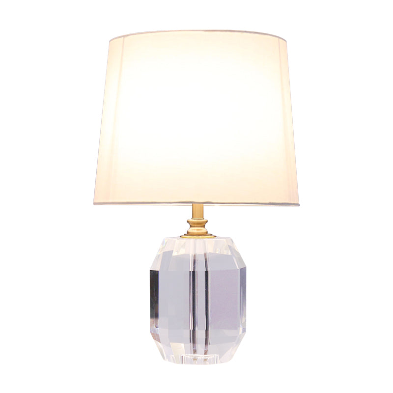 Minimalist Tapered Crystal Night Table Lamp White 18/21 Long