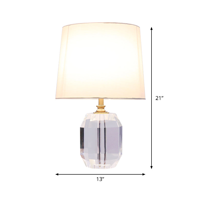 Minimalist Tapered Crystal Night Table Lamp White 18/21 Long