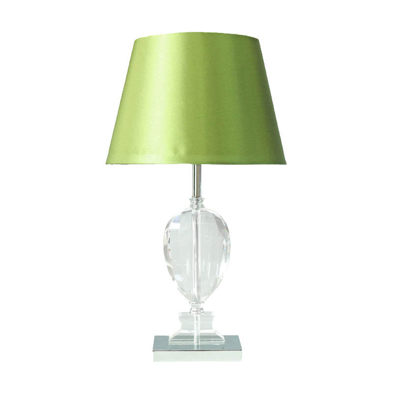 Modern Empire Shade Night Light: Beveled Crystal 1-Light Table Lamp In Green