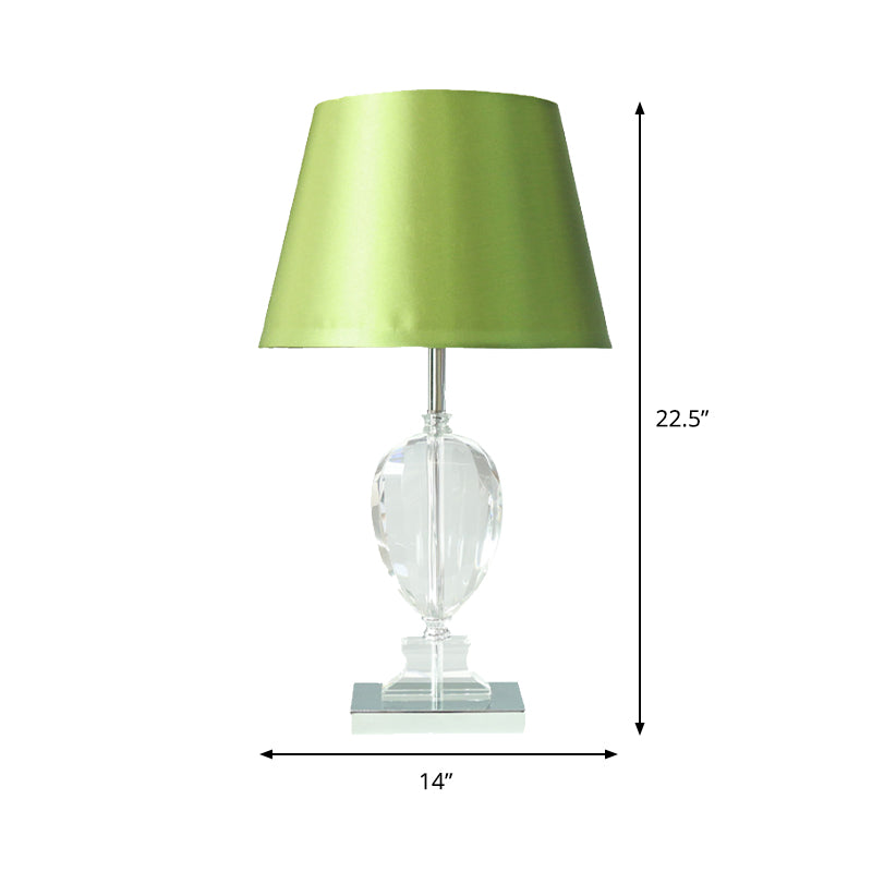 Modern Empire Shade Night Light: Beveled Crystal 1-Light Table Lamp In Green