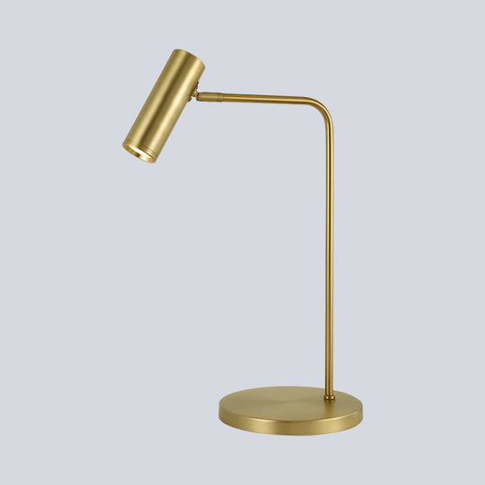 Metal Led Gold Tube Nightstand Lamp For Living Room: Simplistic Lighting Solution