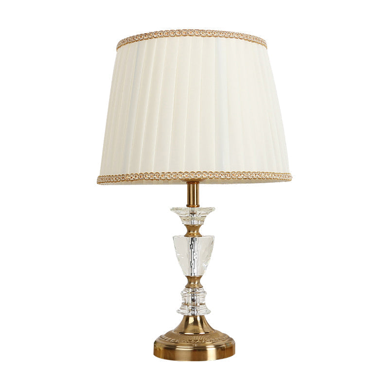 Gold Nightlight For Bedroom - Elegant Urn-Shaped Crystal Base Simple Bulb Table Lamp