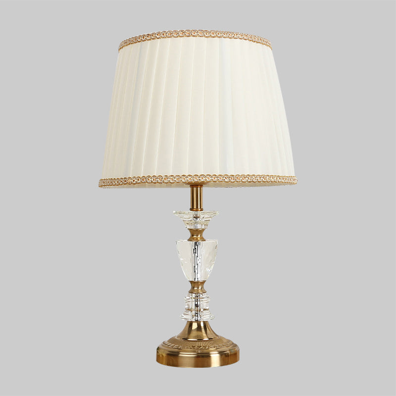 Gold Nightlight For Bedroom - Elegant Urn-Shaped Crystal Base Simple Bulb Table Lamp