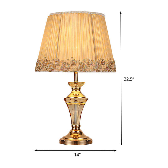 Modern Beige Table Lamp With Tapered Drum Shade - Contemporary Design