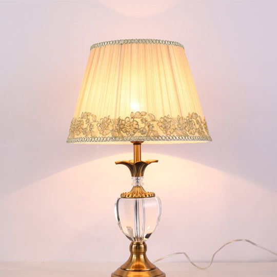 Modern Hand-Cut Crystal Desk Lamp - Jar Shape Task Light In Beige