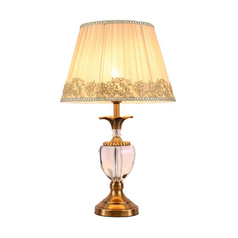 Modern Hand-Cut Crystal Desk Lamp - Jar Shape Task Light In Beige