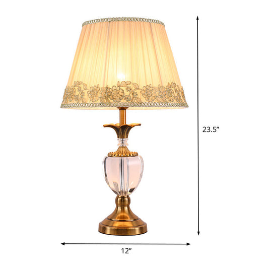 Modern Hand-Cut Crystal Desk Lamp - Jar Shape Task Light In Beige