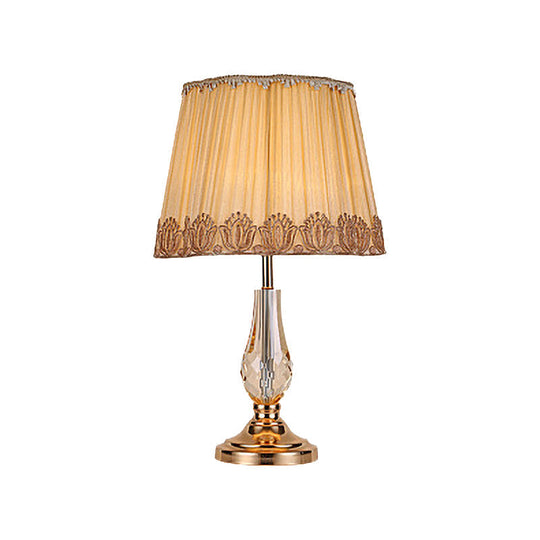 Modern Beige Desk Lamp With Wide Flare Shade - Perfect For Living Room