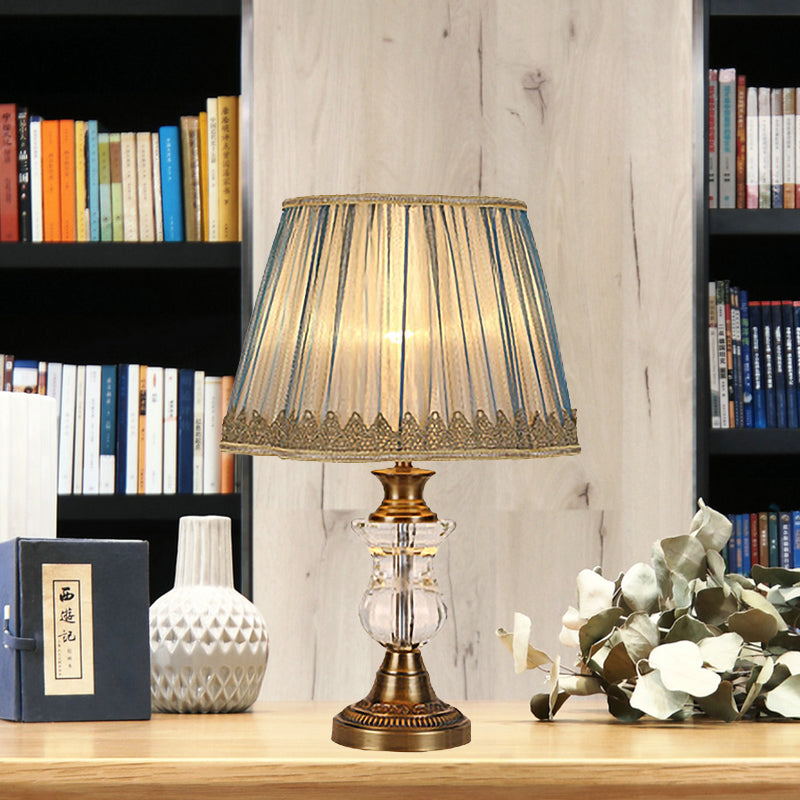 Modern Flared Fabric Desk Lamp With Metallic Base - 1 Head Gold Table Light