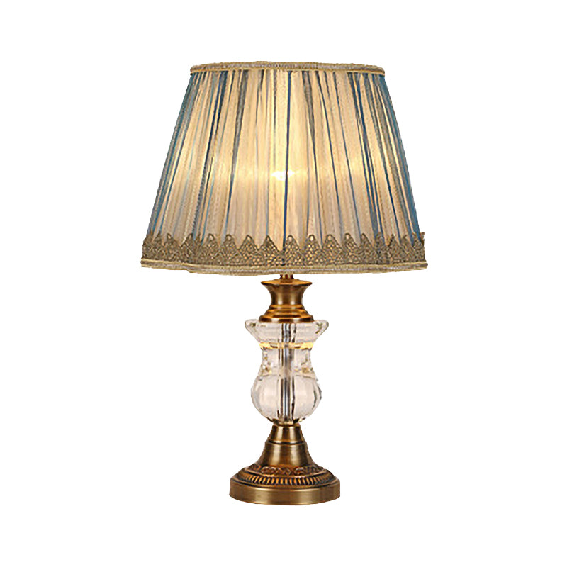 Modern Flared Fabric Desk Lamp With Metallic Base - 1 Head Gold Table Light