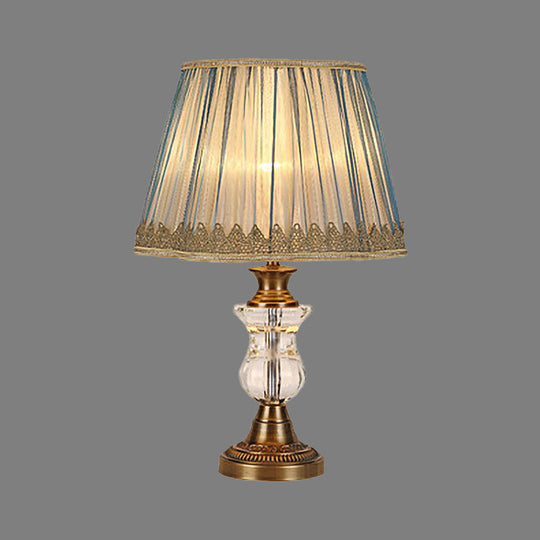 Modern Flared Fabric Desk Lamp With Metallic Base - 1 Head Gold Table Light