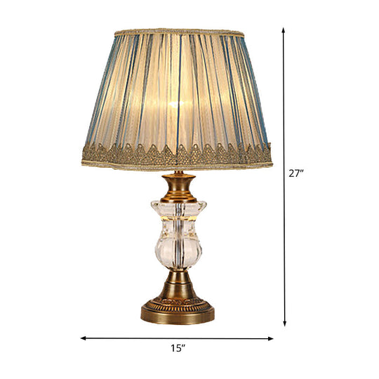 Modern Flared Fabric Desk Lamp With Metallic Base - 1 Head Gold Table Light