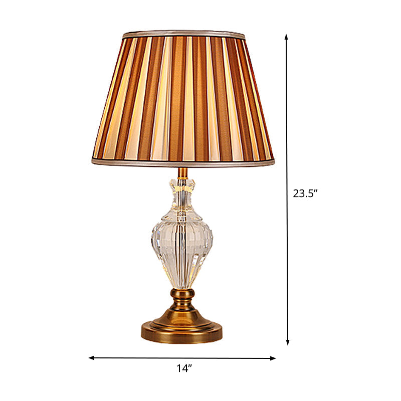 Contemporary Beveled Crystal Desk Lamp With Curved Design 1 Head Reading Light In Brown