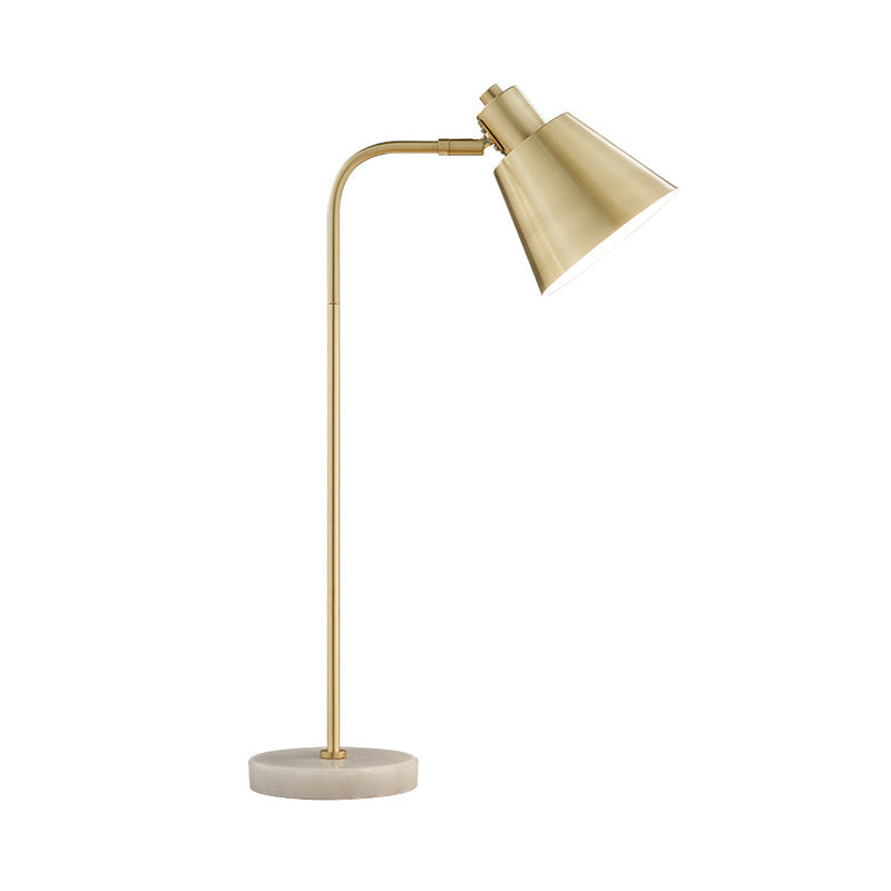 Modern Gold Night Lamp For Study Room - 1-Light Table Lighting With Metal Tapered Shade