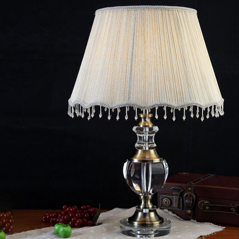 Modernist Clear Crystal Reading Lamp Elegant Urn Shape Grey 14/16 Wide