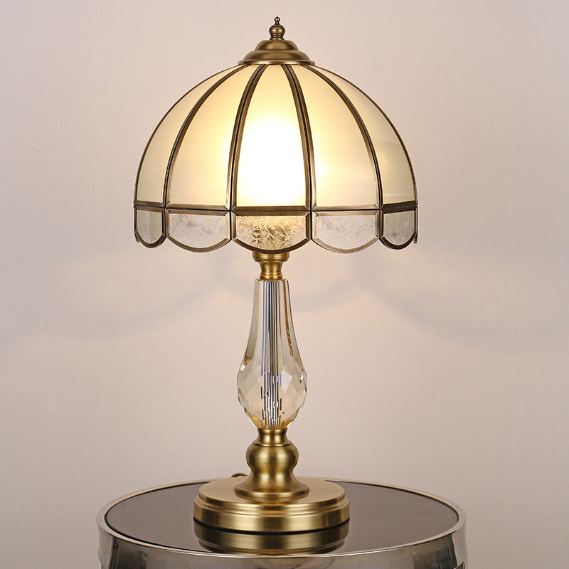 Modern Gold Umbrella Table Lamp With Frosted Glass Shade