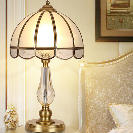 Modern Gold Umbrella Table Lamp With Frosted Glass Shade