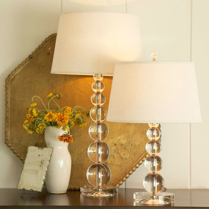 Modern Hand-Cut Crystal Sphere Task Light - 12/14 Wide 1 Head White Nightstand Lamp / 12