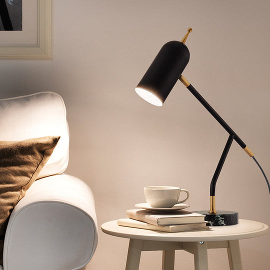 Modern Marble Dome Nightstand Lamp: Brass/Black Table Light For Study Room