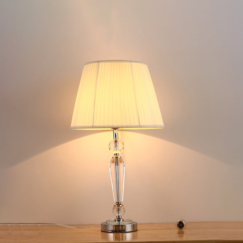 White Tapered Drum Task Lighting Reading Lamp For Study - Modern Fabric Design