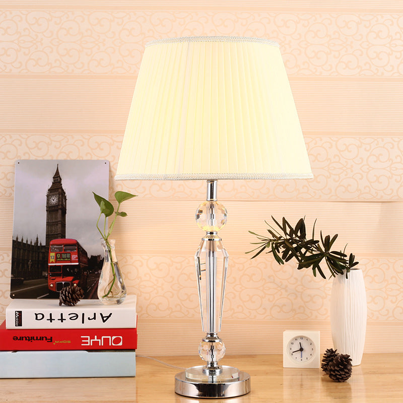 White Tapered Drum Task Lighting Reading Lamp For Study - Modern Fabric Design