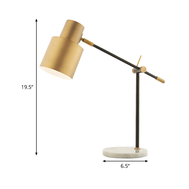 Post-Modern Brass Cylinder Nightstand Light For Study Room