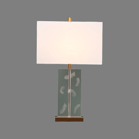 Clear Crystal Desk Lamp: Modern 1 Bulb White Table Light With Fabric Shade