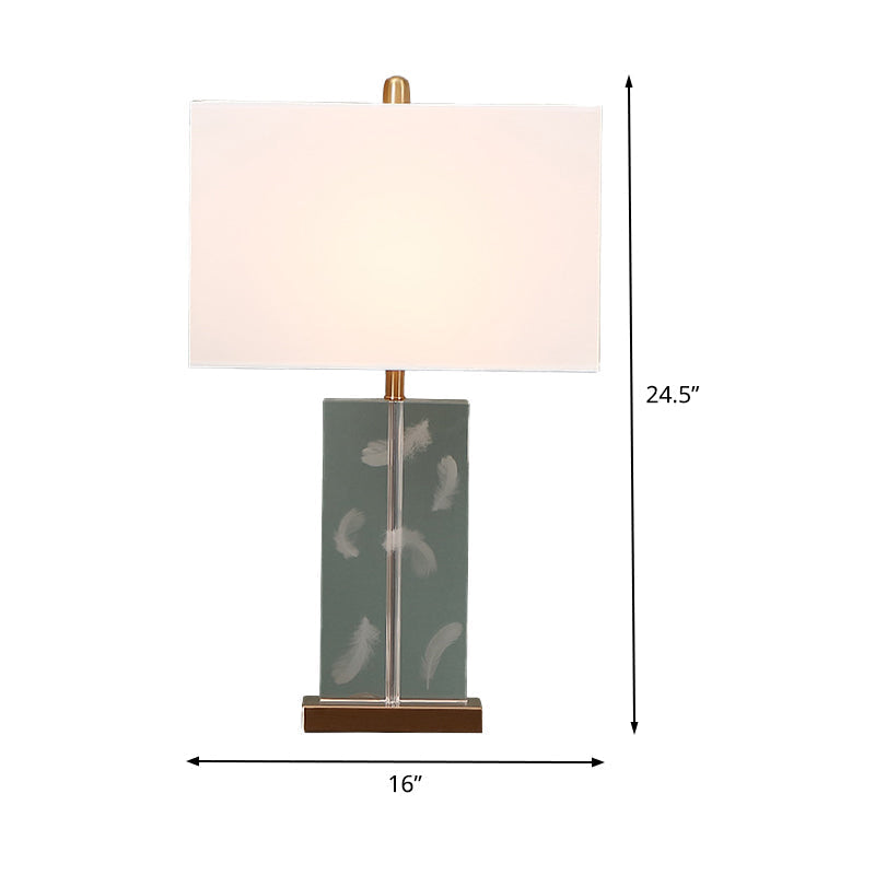 Clear Crystal Desk Lamp: Modern 1 Bulb White Table Light With Fabric Shade