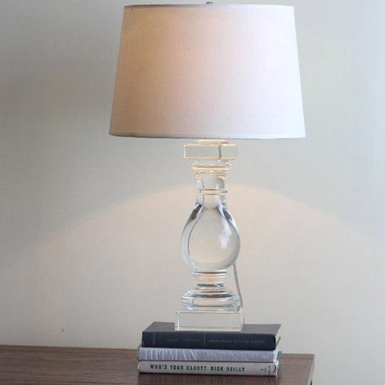 Contemporary Hand-Cut Crystal Vase Task Lamp With Reading Light - White