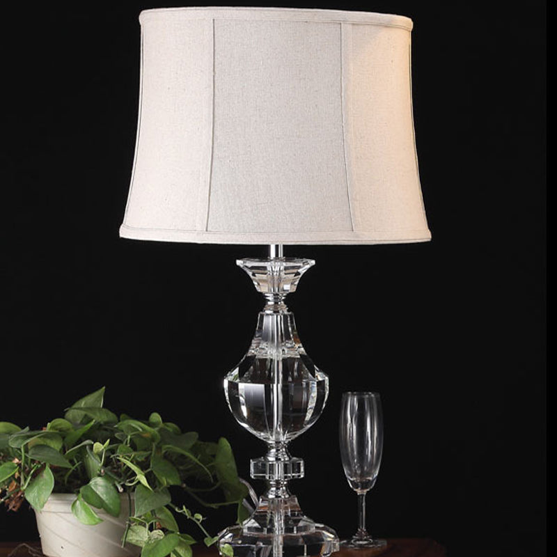 Modern Curvy Crystal Nightstand Lamp With Grey Reading Light 1 Bulb 23/27 Wide