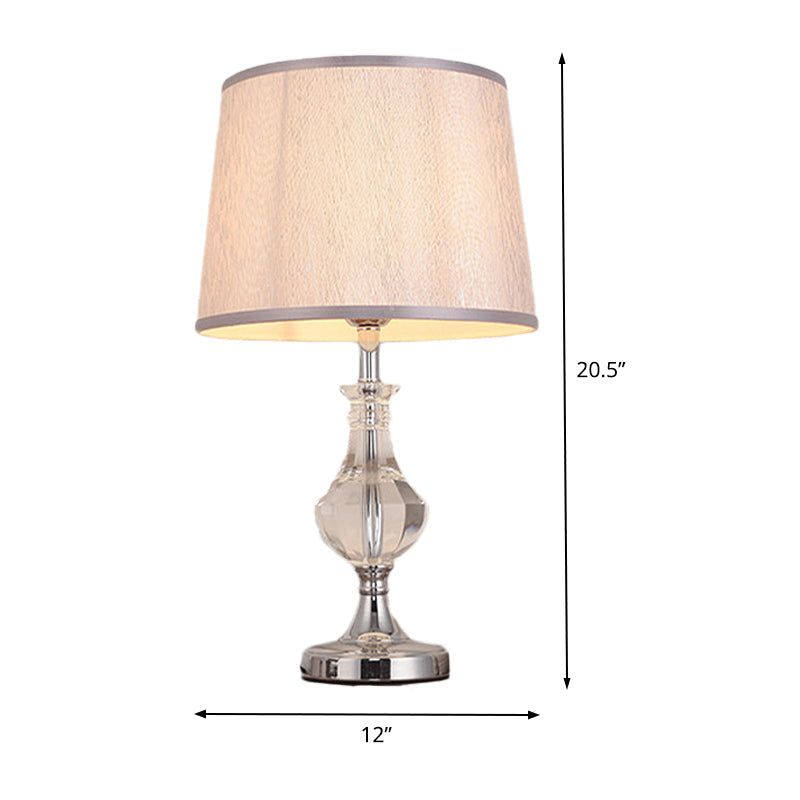 Modern Grey Fabric Task Reading Lamp With Barrel Shade Perfect For Bedroom Lighting