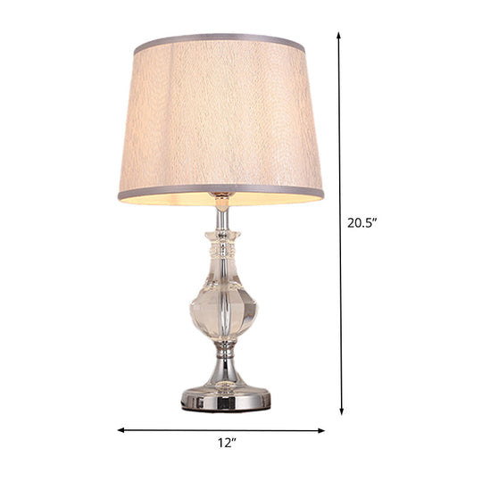 Modern Grey Fabric Task Reading Lamp With Barrel Shade Perfect For Bedroom Lighting