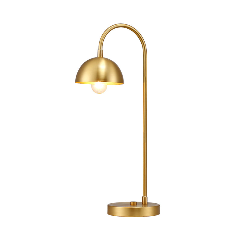 Modern Gold Metal Dome Nightstand Lamp For Bedroom - 1-Head Table Light