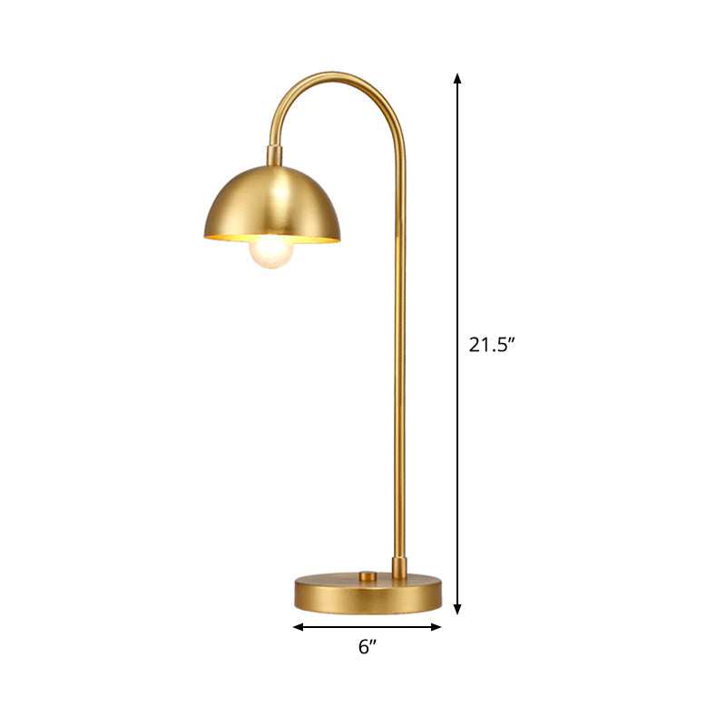 Modern Gold Metal Dome Nightstand Lamp For Bedroom - 1-Head Table Light