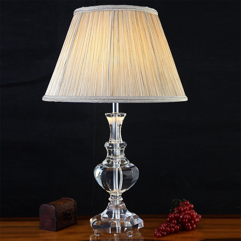 Hand-Cut Crystal Modernism Study Lamp - Urn Shape 1 Head Beige