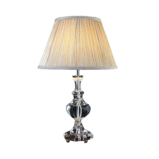 Hand-Cut Crystal Modernism Study Lamp - Urn Shape 1 Head Beige