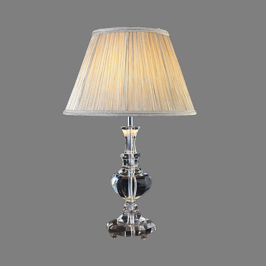 Hand-Cut Crystal Modernism Study Lamp - Urn Shape 1 Head Beige