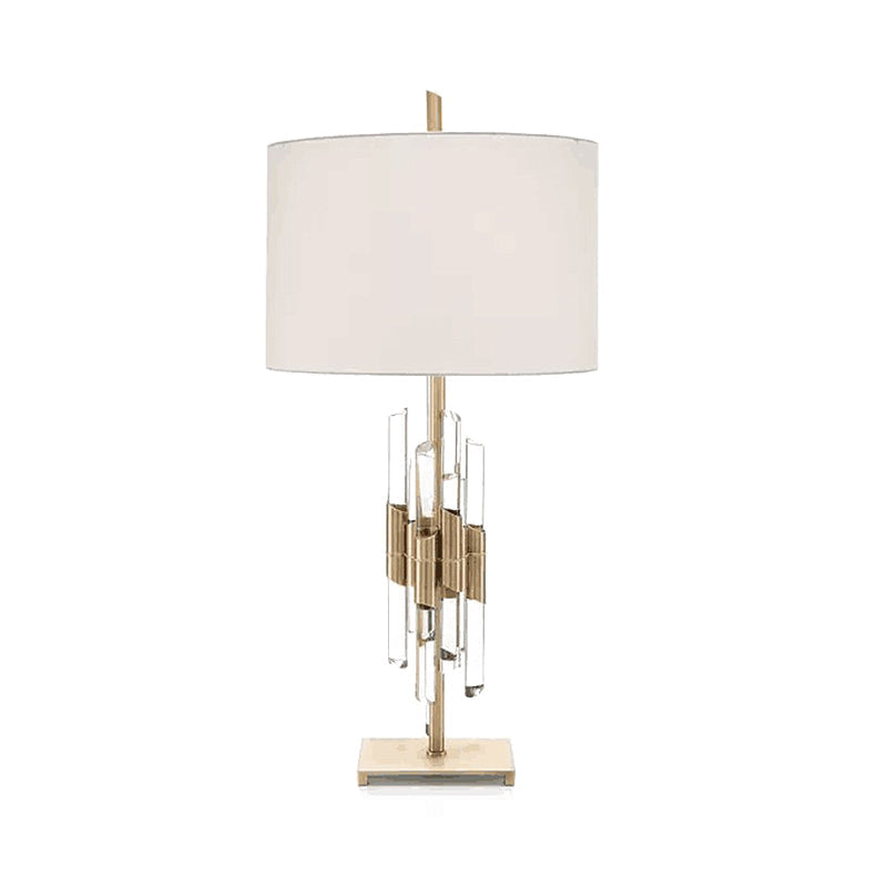 Modern White Table Lamp With Fabric Shade - Perfect For Living Room Desk Or Nightstand