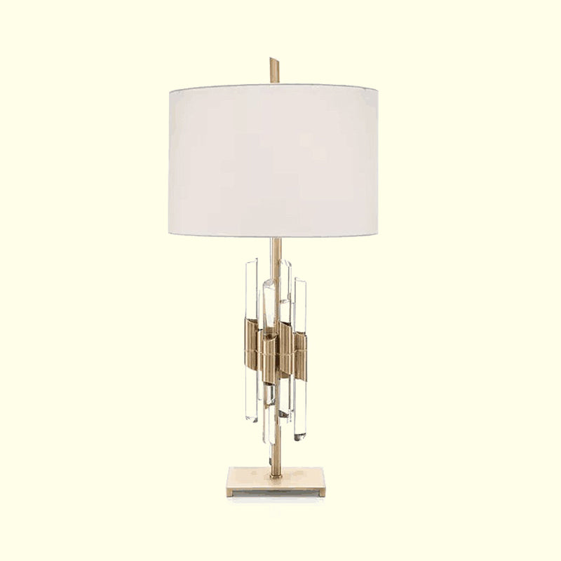 Modern White Table Lamp With Fabric Shade - Perfect For Living Room Desk Or Nightstand