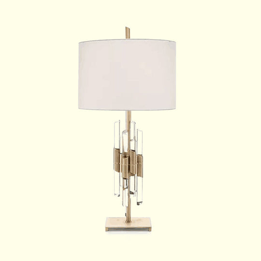 Modern White Table Lamp With Fabric Shade - Perfect For Living Room Desk Or Nightstand